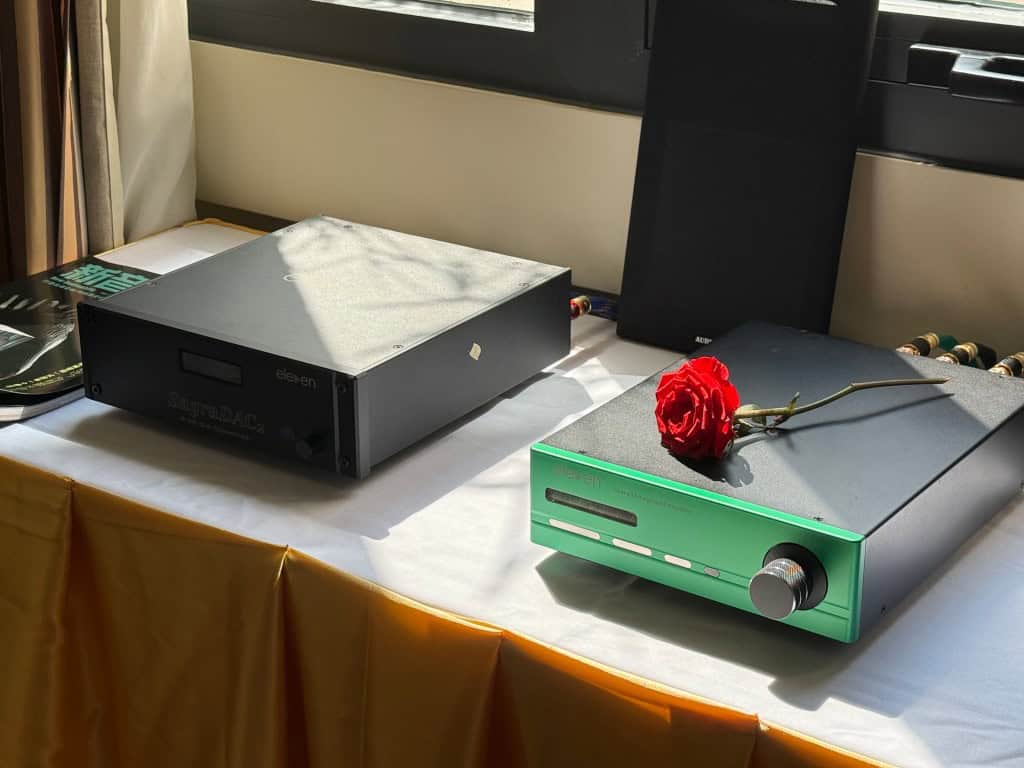 Audiophile headphone amplifier and DAC with brushed metal finish and XLR ports.