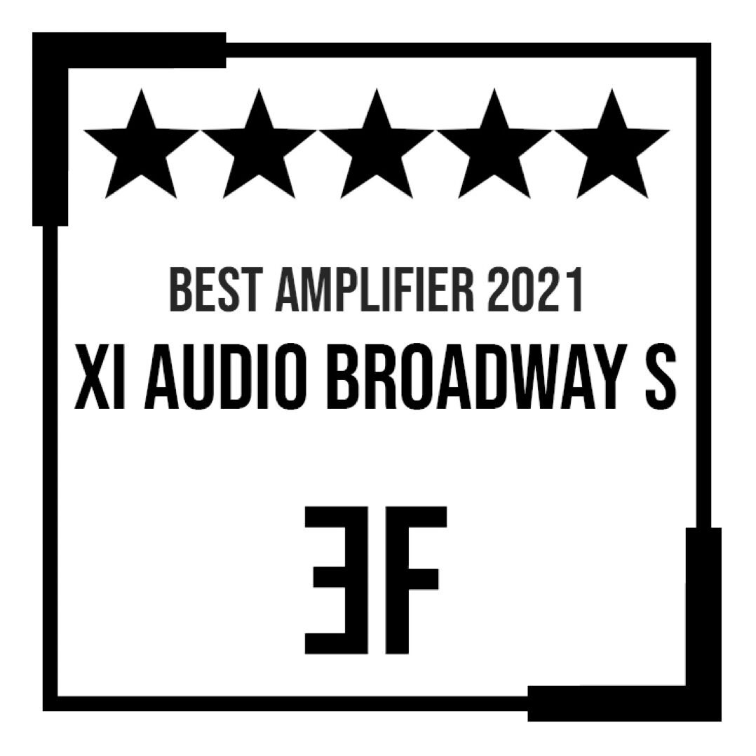 Award badge for Best Amplifier 2021 by XI Audio Broadway S.