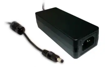 Professional power supply with sleek black brushed metal finish and XLR power input port.